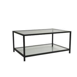 Hanah Home Astro Mesa de Centro de Cristal Templado Humo y Negro